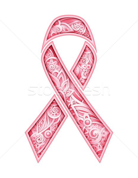 Stock photo: Breast Cancer Awareness Month Emblem, Pink Ribbon Symbol