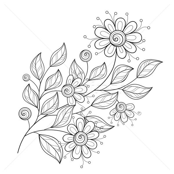 ベクトル 美しい モノクロ 花ベクトル 花 ストックフォト © lissantee