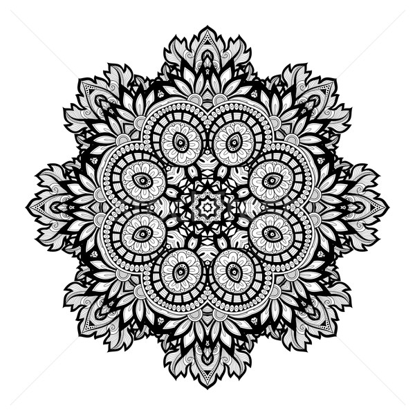 Vector Beautiful Deco Monochrome Contour Mandala Stock photo © lissantee