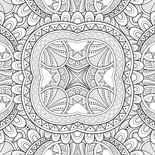 Monochrome Seamless Tile Pattern, Fancy Kaleidoscope Stock photo © lissantee