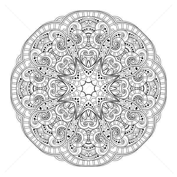 Stock photo: Vector Beautiful Deco Monochrome Contour Mandala