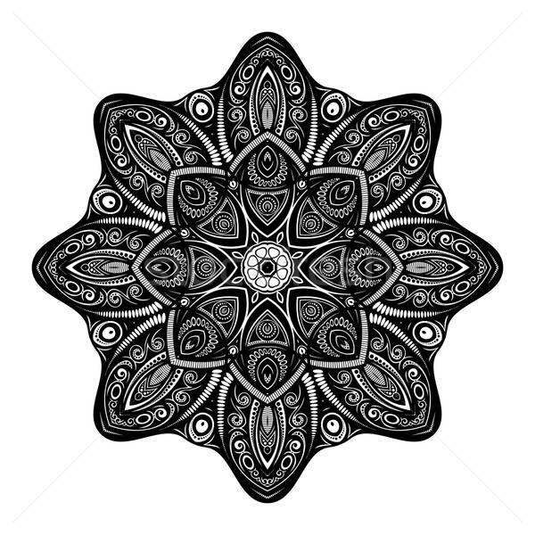 Wektora piękna czarny mandala etnicznych Zdjęcia stock © lissantee