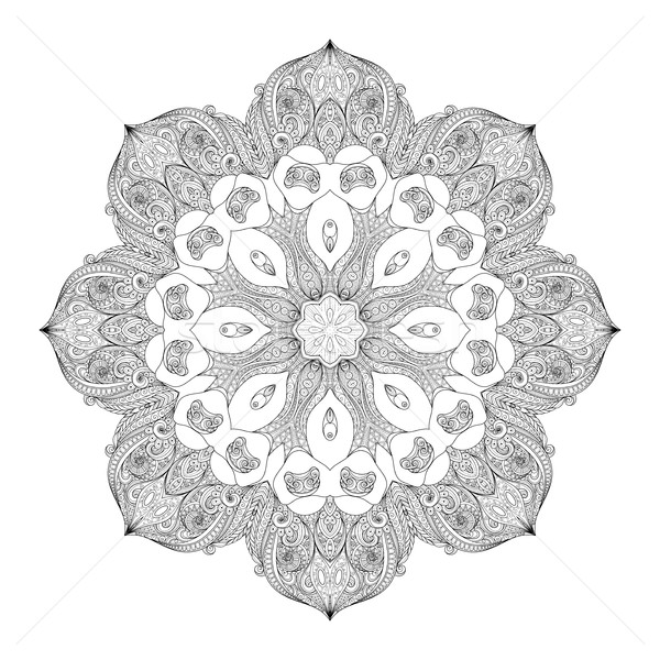 Vektor gyönyörű monokróm körvonal mandala dizájn elem Stock fotó © lissantee