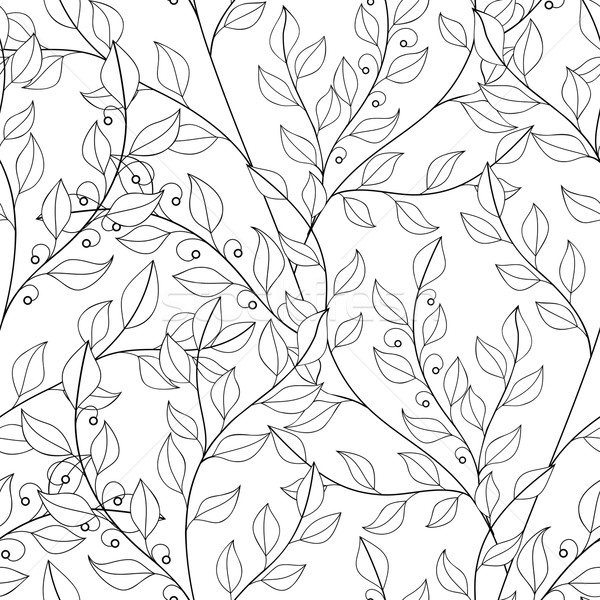 Vector Seamless Contour Floral Pattern Stock photo © lissantee