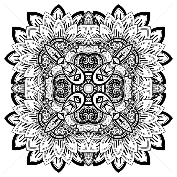 Vector Beautiful Deco Monochrome Contour Mandala Stock photo © lissantee