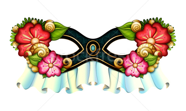 Vector Ornate Mardi Gras Carnival Mask with Decorative Flowers Stock photo © lissantee