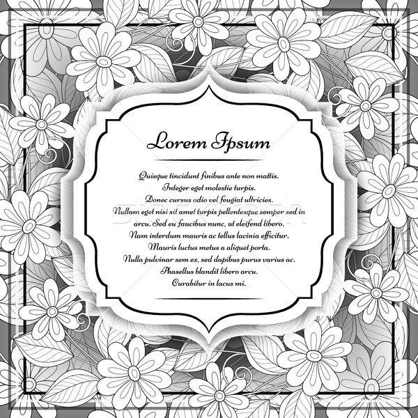 Stock photo: Vector  Mohochrome Floral Template with Place for Text
