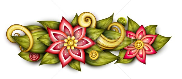 Vector Colored Floral Composition in Oval Shape Stock photo © lissantee