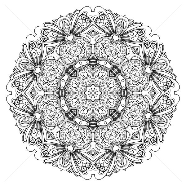 Foto stock: Monocromático · belo · decorativo · mandala · floral