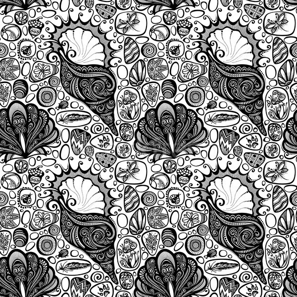 Monochrome Seamless Pattern with Sea Pebbles and Sea Shells Stock photo © lissantee