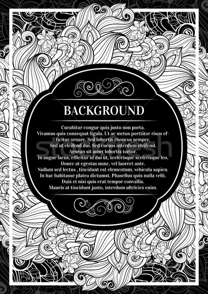 Stock photo: Vector Monochrome Floral Template with Place for Text