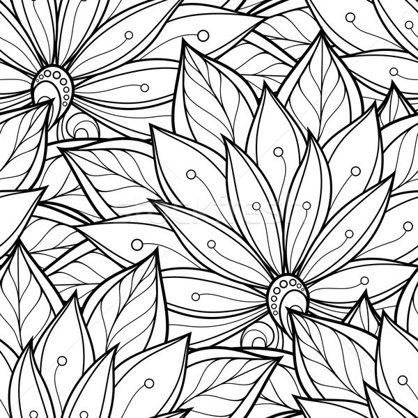 Vecteur monochrome floral modèle dessinés à la main [[stock_photo]] © lissantee