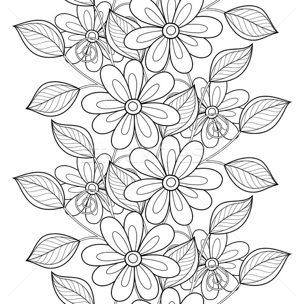 Vecteur monochrome floral modèle dessinés à la main Photo stock © lissantee