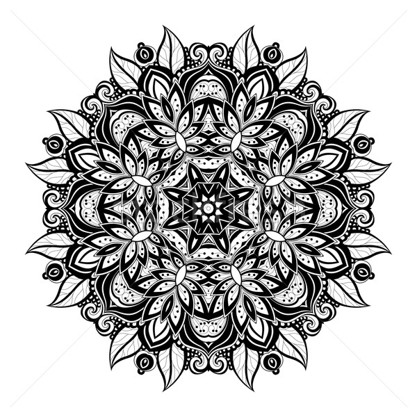 Vector Beautiful Deco Black Mandala Stock photo © lissantee