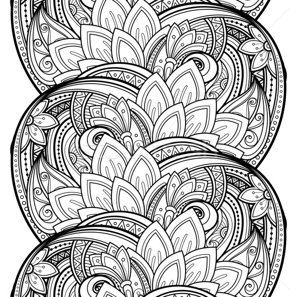 Vector sin costura monocromo floral patrón dibujado a mano Foto stock © lissantee