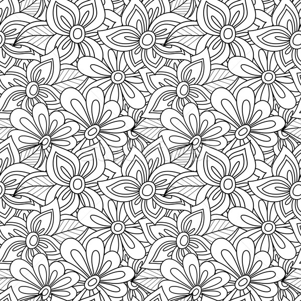 Vecteur monochrome floral modèle dessinés à la main [[stock_photo]] © lissantee