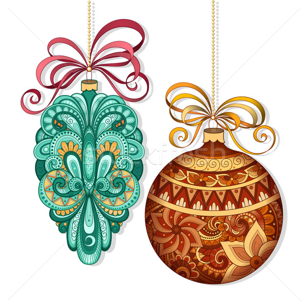 Vector Ornate Colored Christmas Decorations Stock photo © lissantee