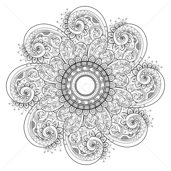 Stock photo: Vector Beautiful Deco Monochrome Contour Mandala