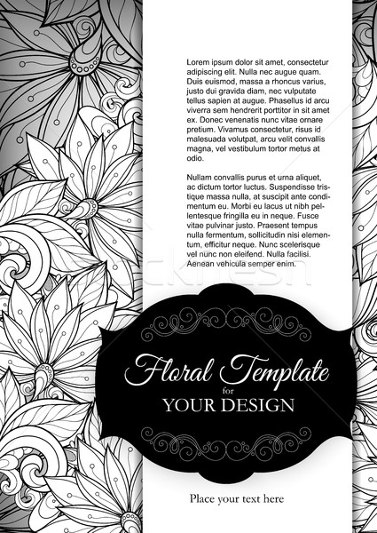 Vector Mohochrome Floral Template with Place for Text Stock photo © lissantee