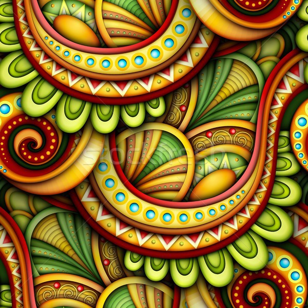 Colored Seamless Pattern with Ethnic Motifs. Endless Texture wit Stock photo © lissantee