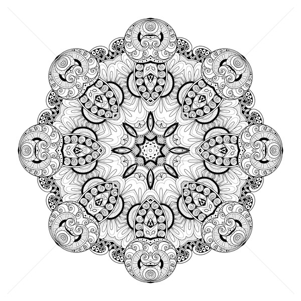 Stock photo: Vector Beautiful Deco Monochrome Contour Mandala