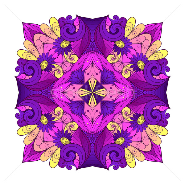 Vector frumos colorat pătrat floare Imagine de stoc © lissantee