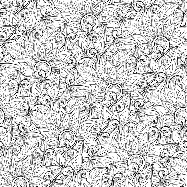 Stock foto: Vektor · monochrome · floral · Muster · Hand · gezeichnet