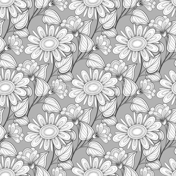 Vecteur monochrome floral modèle dessinés à la main [[stock_photo]] © lissantee