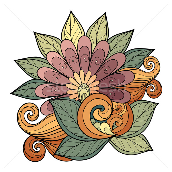 Stock photo: Vector Beautiful Colored Contour Flower