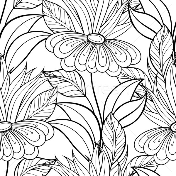 Vector sin costura monocromo floral patrón dibujado a mano Foto stock © lissantee