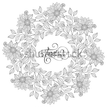 Stock photo: Vector Monochrome Floral Background