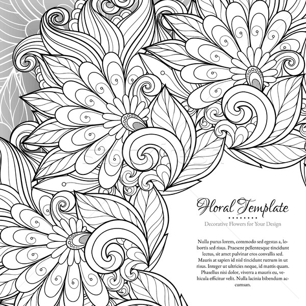 Foto stock: Vector · monocromo · floral · plantilla · lugar · texto