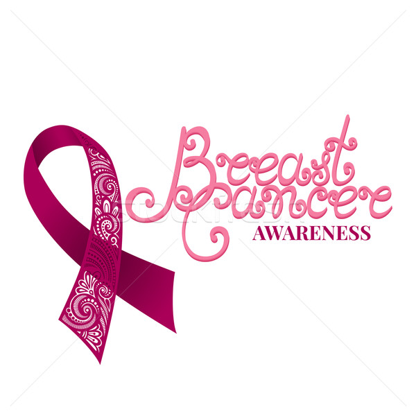 Vector Ornate Pink Ribbon of Breast Cancer on White Background Stock photo © lissantee