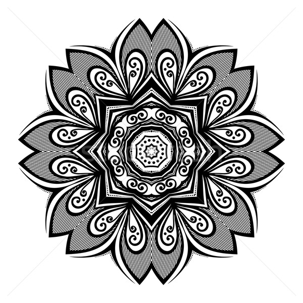 Vector frumos negru mandala etnic Imagine de stoc © lissantee