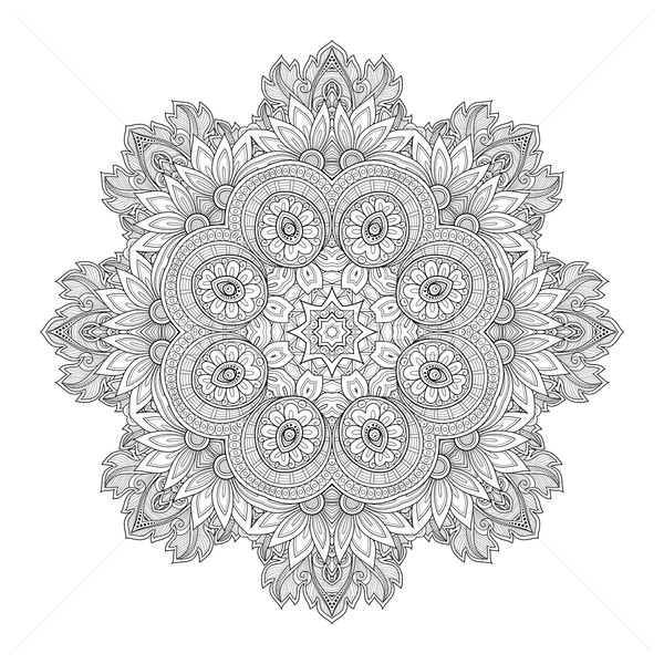 Foto d'archivio: Vettore · bella · in · bianco · e · nero · contorno · mandala