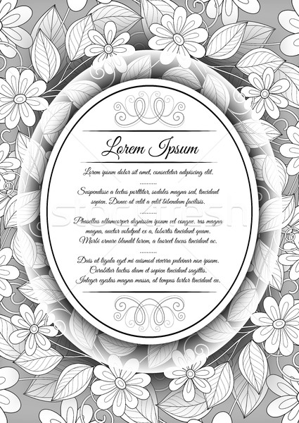 Vector Monochrome Floral Template with Place for Text Stock photo © lissantee