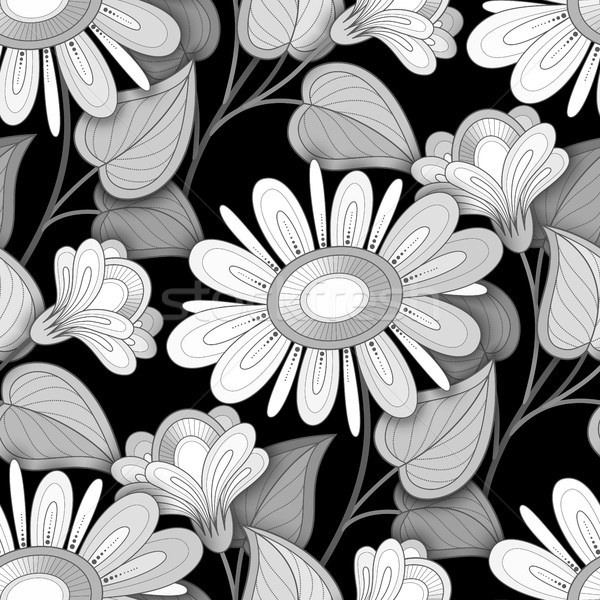 Vector Seamless Monochrome Floral Pattern Stock photo © lissantee