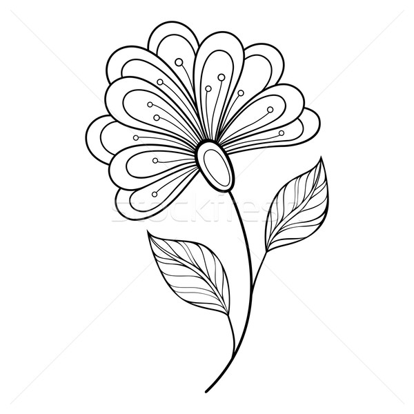 Vector mooie monochroom contour bloem vector bloem Stockfoto © lissantee