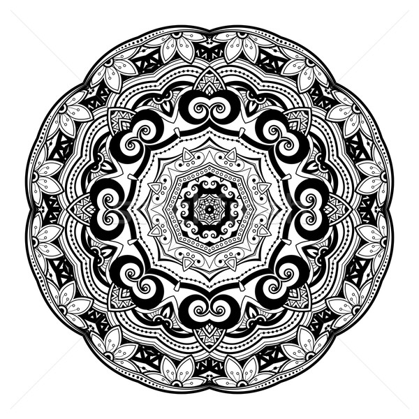 Stockfoto: Vector · mooie · zwarte · mandala · etnische