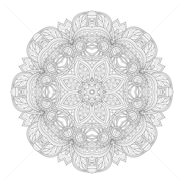 Zdjęcia stock: Wektora · piękna · monochromatyczny · kontur · mandala