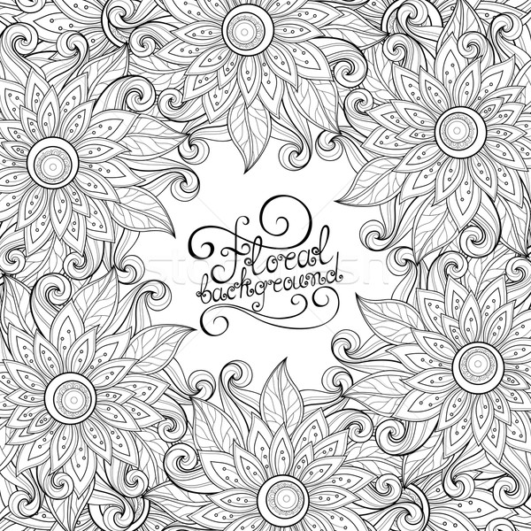 Stock photo: Vector Monochrome Floral Background