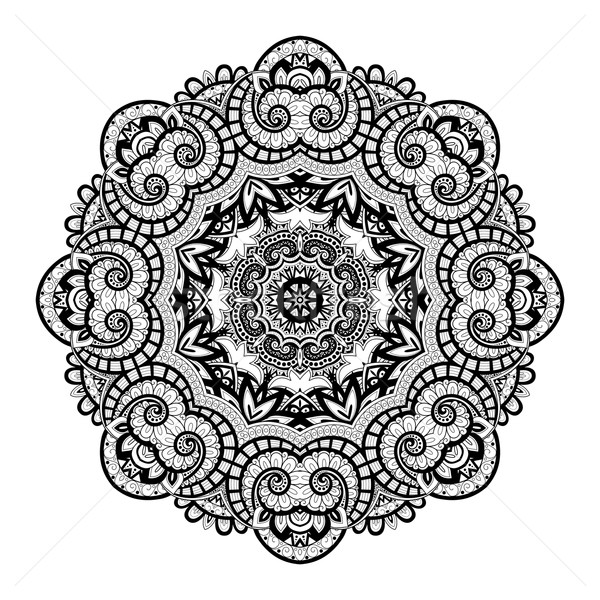 Zdjęcia stock: Wektora · piękna · monochromatyczny · kontur · mandala