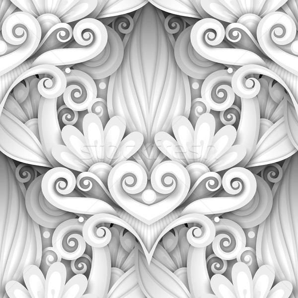 Vector White Seamless Pattern with Floral Ornament Stock photo © lissantee