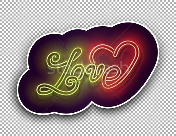 Stockfoto: Vintage · gloed · liefde · opschrift · valentijnsdag · sticker