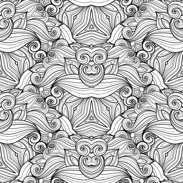 Stock photo: Vector Seamless Monochrome Ornate Pattern