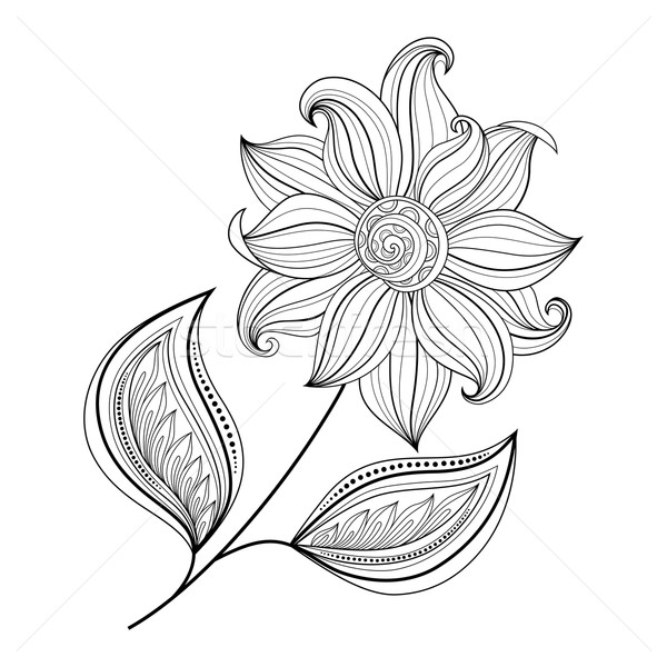 Vector mooie monochroom contour bloem vector bloem Stockfoto © lissantee