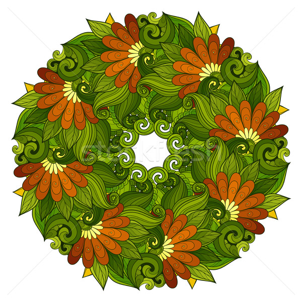 Vector floral dibujado a mano ornamento corona Foto stock © lissantee