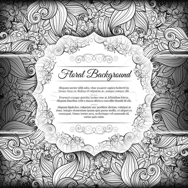 Stock photo: Vector Monochrome Floral Template with Place for Text
