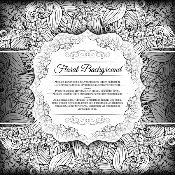 Vector Monochrome Floral Template with Place for Text Stock photo © lissantee