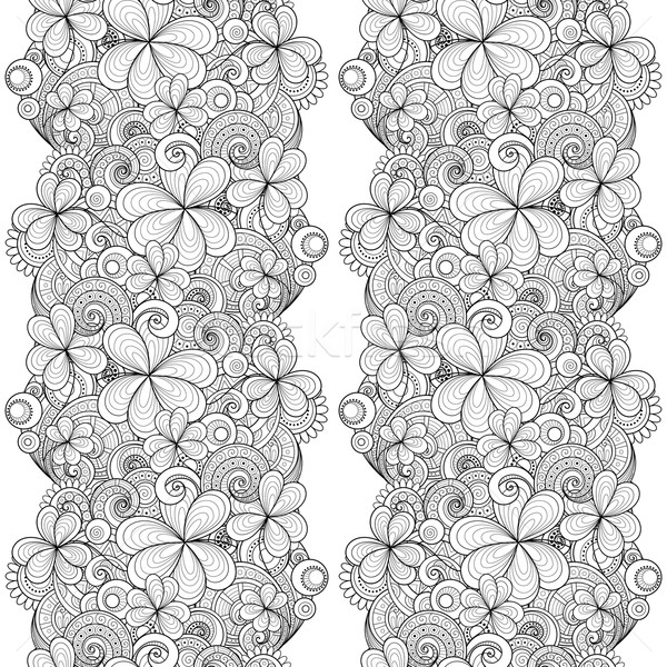 Vector Seamless Monochrome Floral Pattern with Decorative Clover Stock photo © lissantee